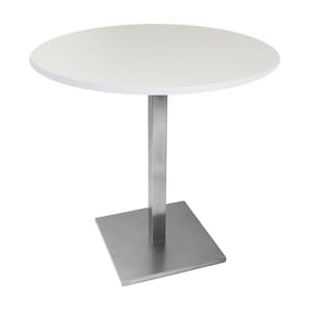 Mesa Alpha Inox 77,50 cm (Altura) com Tampo em MDP Redonda 70 cm Branco