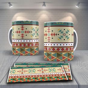 Caneca De Porcelana 325ml Decorada Tribal Tribal 10
