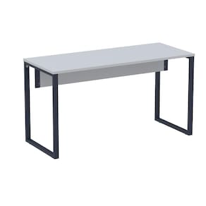 Mesa Escritório P25 TUB Pandin 134 cm (Larg) Tampo MDP Cinza Pé Aço Tubular Azul Del Rey