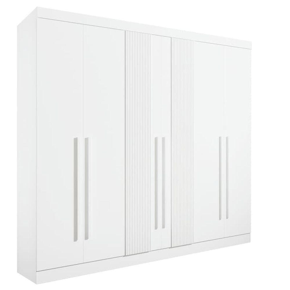 Guarda Roupa Casal 6 Portas 6 Gavetas Da Vinci Plus Ripado-branco Móveis D`doro