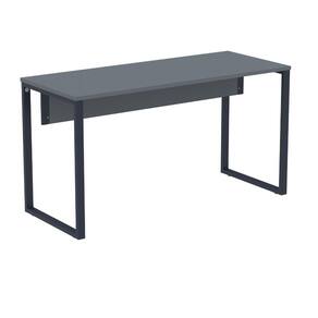 Mesa Escritório P25 TUB Pandin 134 cm (Larg) Tampo MDP Grafito Pé Aço Tubular Azul Del Rey