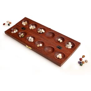 Jogo de tabuleiro Mancala Sterling Games Wooden Cherry com pedras reais