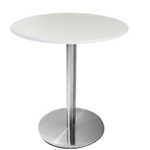 Mesa Beta em Inox 75 cm (Altura) com Disco Redondo com Tampo em MDP Redondo 80 cm Cor Branco