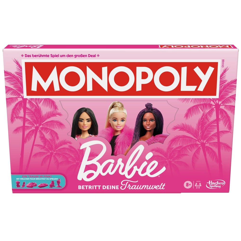 Jogo de tabuleiro Monopoly Barbie Edition com 6 figuras