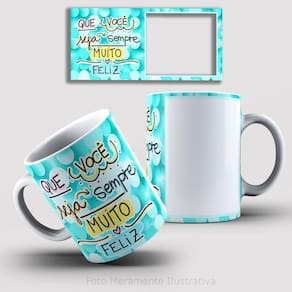 Caneca De Porcelana 325ml Decorada Feliz Aniversário Feliz Aniversário 3