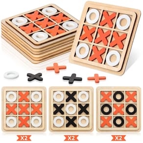 Jogo de madeira Tic Tac Toe Meooeck Mini Jogo de Tabuleiro Xo Chess
