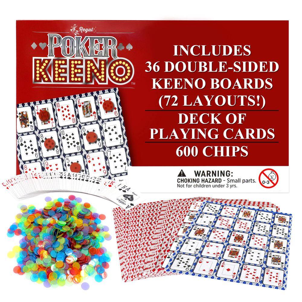 Jogo de cartas Regal Games Poker Keeno com 36 tabuleiros e 600 fichas