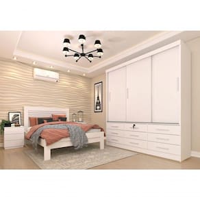 Guarda Roupa Casal 3 Portas 9 Gavetas Chicago-neve Tcil Móveis