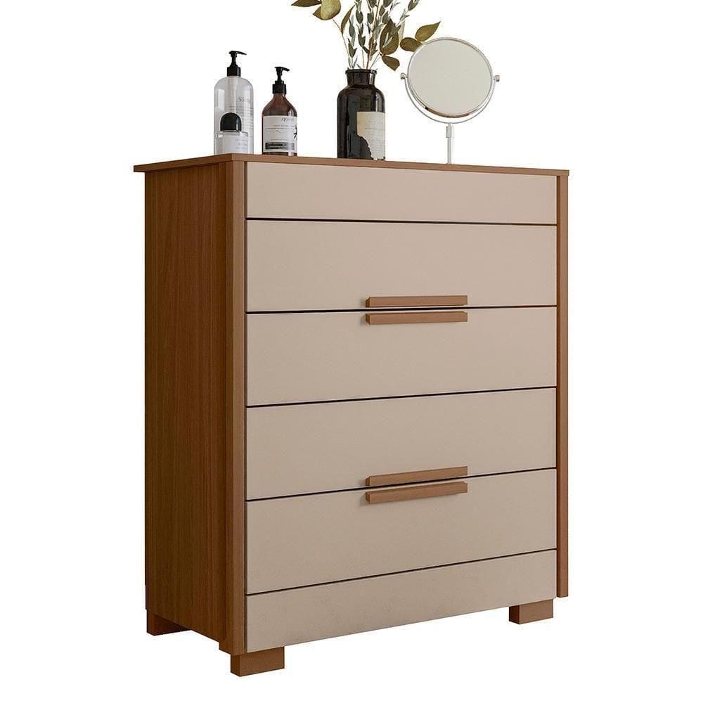 Cômoda Dhara 4 Gavetas Caarvalho Fendi