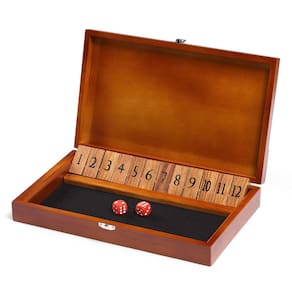 Jogo de dados Shut The Box Crobyi 12 números de madeira com tampa