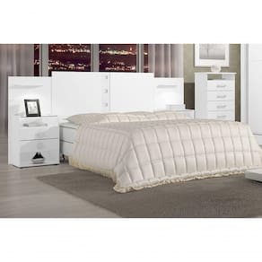 Cabeceira Casal Com Mesa De Cabeceira - Rubi-branco - Móveis D`doro