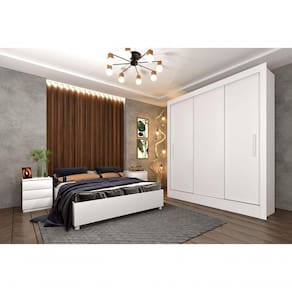 Guarda Roupa Casal 3 Portas 4 Gavetas Valencia-neve Tcil Móveis