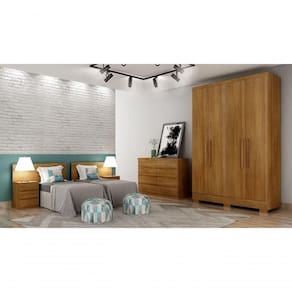 Guarda Roupa Solteiro Com Pés 4 Portas 2 Gavetas Milly-cumaru Móveis Novo Horizonte