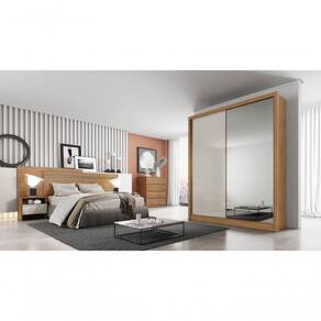 Guarda Roupa Solteiro Com Espelho Mdf 3 Gavetas Toledo-cumaru-fendi Móveis Novo Horizonte