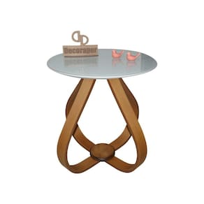 Mesa Lateral Cebola Com Vidro 50cm Off White 50cm