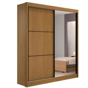Guarda Roupa Solteiro Com Espelho 2 Portas 3 Gavetas Athenas -cinamomo Móveis D`doro