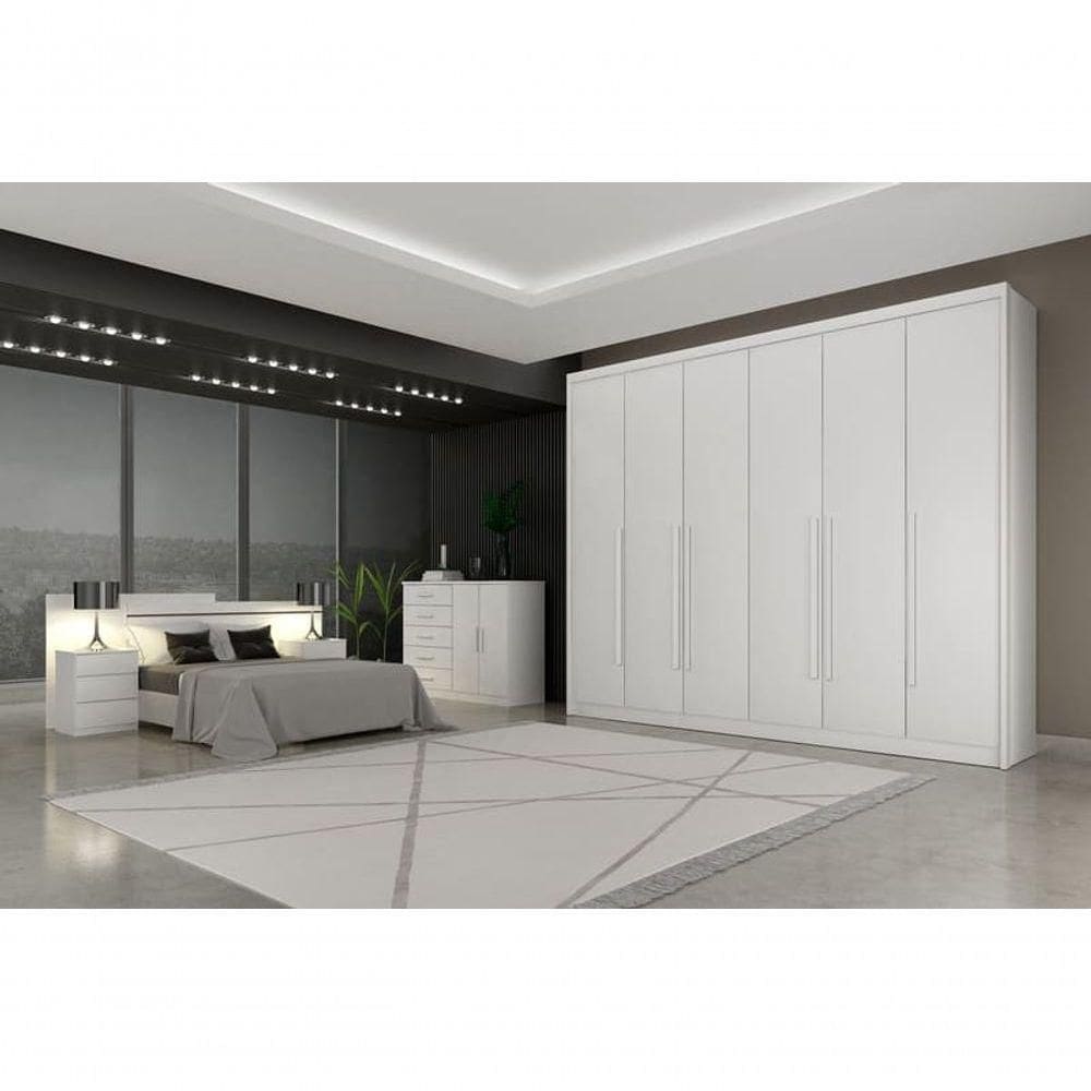 Guarda Roupa Casal 6 Portas 8 Gavetas Coimbra-branco Móveis Novo Horizonte