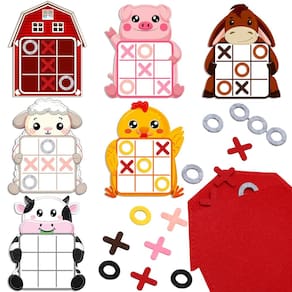 Pacote com 12 jogos de tabuleiro estratégicos Farm Party Favors Tic Tac Toe