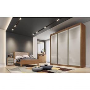 Guarda Roupa Casal 3 Portas 4 Gavetas Medelim-cumaru-fendi Móveis Novo Horizonte
