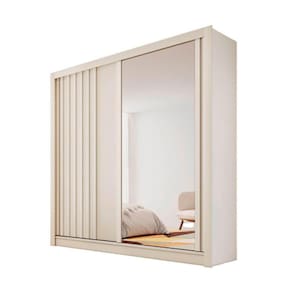 Guarda Roupa Ripado Com Espelho 2 Portas Lugano-off White Made Marcs
