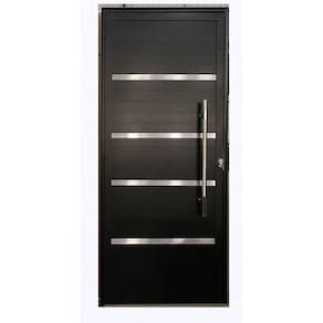 Porta Lambril c/friso 2,10x90 lado DIREITO L-25 no alumínio preto c/puxador redondo