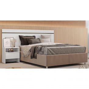 Cabeceira Para Cama Box Casal Com 1 Mesa De Cabeceira - Volga-branco - Móveis Novo Horizonte