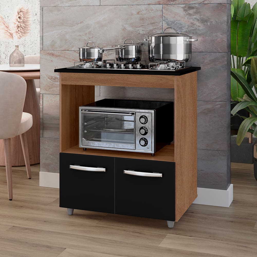 Balcao para Cooktop 5 Bocas Elisa H7 Moblis Savana/preto