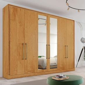 Guarda Roupa Casal Com Espelho 6 Portas 6 Gavetas Argos-peroba Made Marcs