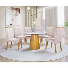 Sala De Jantar Redonda 6 Cadeiras 1,40m Assunção Art Salas