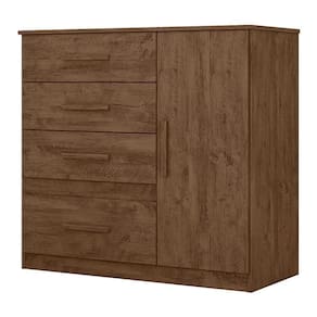 Cômoda Sapateira Vênus 1 Porta E 4 Gavetas Flex Castanho Wood Moval Castanho Wood