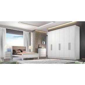 Guarda Roupa Casal 100% Mdf 6 Portas 8 Gavetas Rizon -branco Móveis Novo Horizonte