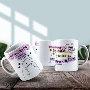 Caneca De Porcelana 325ml Flork Profissões Feminino Arquiteta
