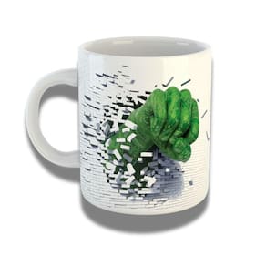 Caneca De Porcelana 325ml Com Design 3d Exclusivo Mão Hulk