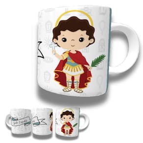 Caneca De Porcelana 325ml Santos Católicos Decorada Santo Espedito
