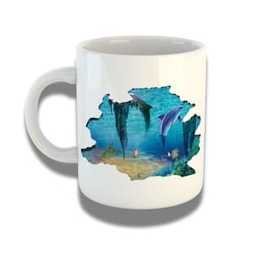 Caneca De Porcelana 325ml Com Design 3d Exclusivo Fundo Do Mar