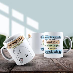 Caneca De Porcelana 325ml Flork Profissões Feminino Jornalista
