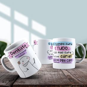 Caneca De Porcelana 325ml Flork Profissões Feminino Dentista