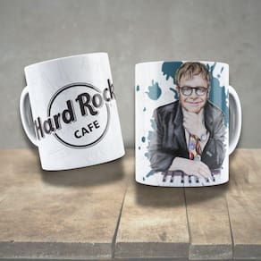 Caneca De Porcelana 325ml Decorada ícones Da Música Elton John