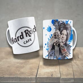 Caneca De Porcelana 325ml Decorada ícones Da Música Ashba
