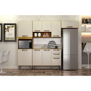 Cozinha Completa 4 Peças 9 Portas - Maísa-cinamomo-off White - Chf Móveis