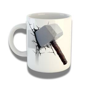 Caneca De Porcelana 325ml Com Design 3d Exclusivo Martelo Do Thor