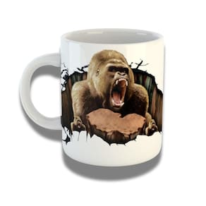 Caneca De Porcelana 325ml Com Design 3d Exclusivo Gorila