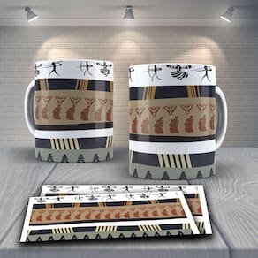 Caneca De Porcelana 325ml Decorada Tribal Tribal 27