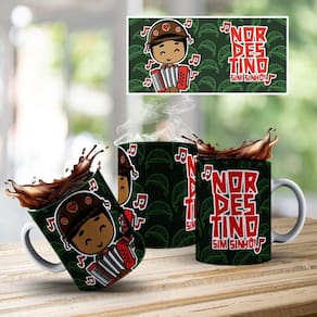 Caneca De Porcelana 325ml Decorada Nordestinos Nordestino Verde