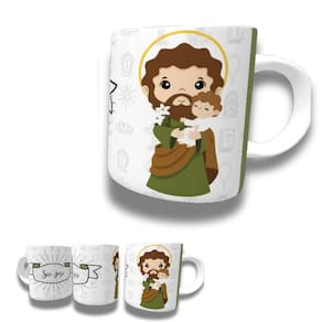 Caneca De Porcelana 325ml Santos Católicos Decorada São José