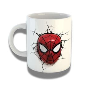 Caneca De Porcelana 325ml Com Design 3d Exclusivo Cabeça Homem Aranha