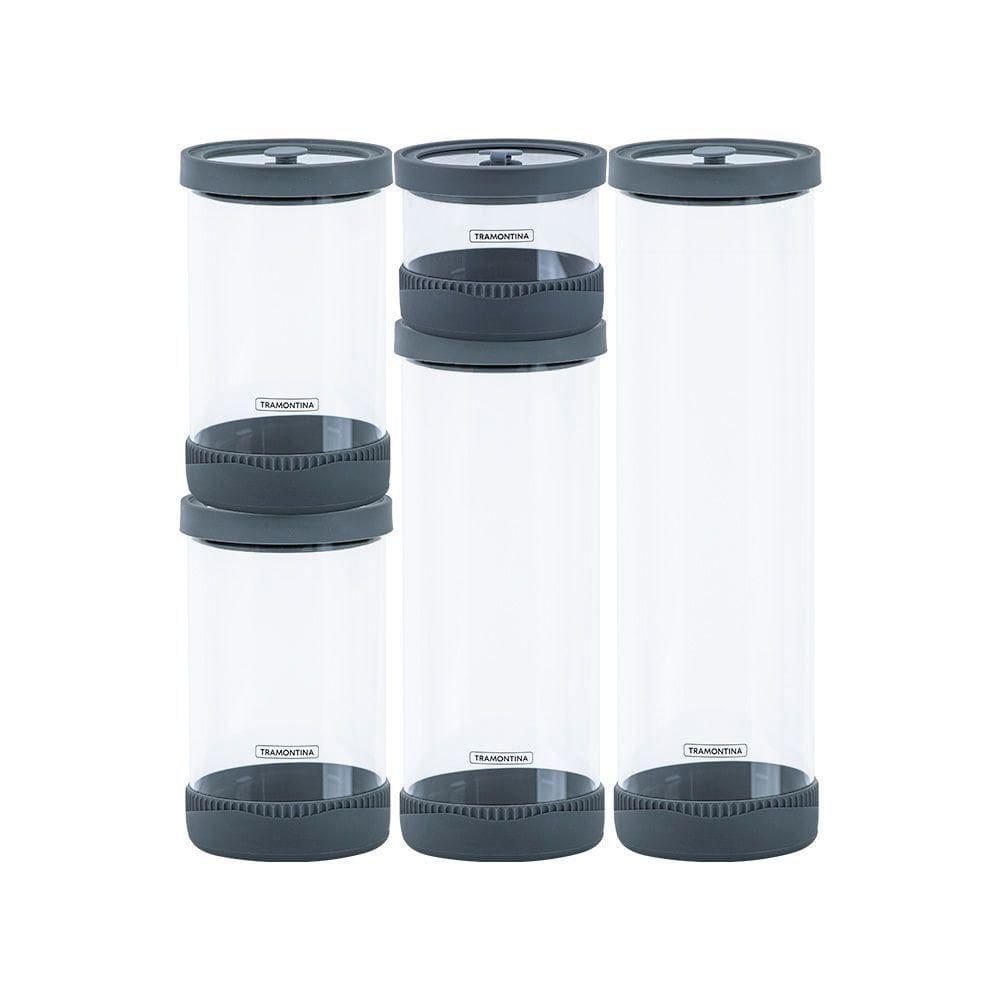 Jogo De Potes De Vidro Herméticos Tramontina Purezza 64220760 Transparente Transparente 64220760