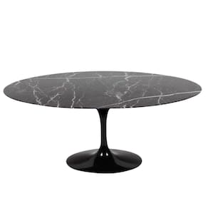 Mesa de Jantar Tulipa Saarinen Redonda 244x137 cm Mármore Nero