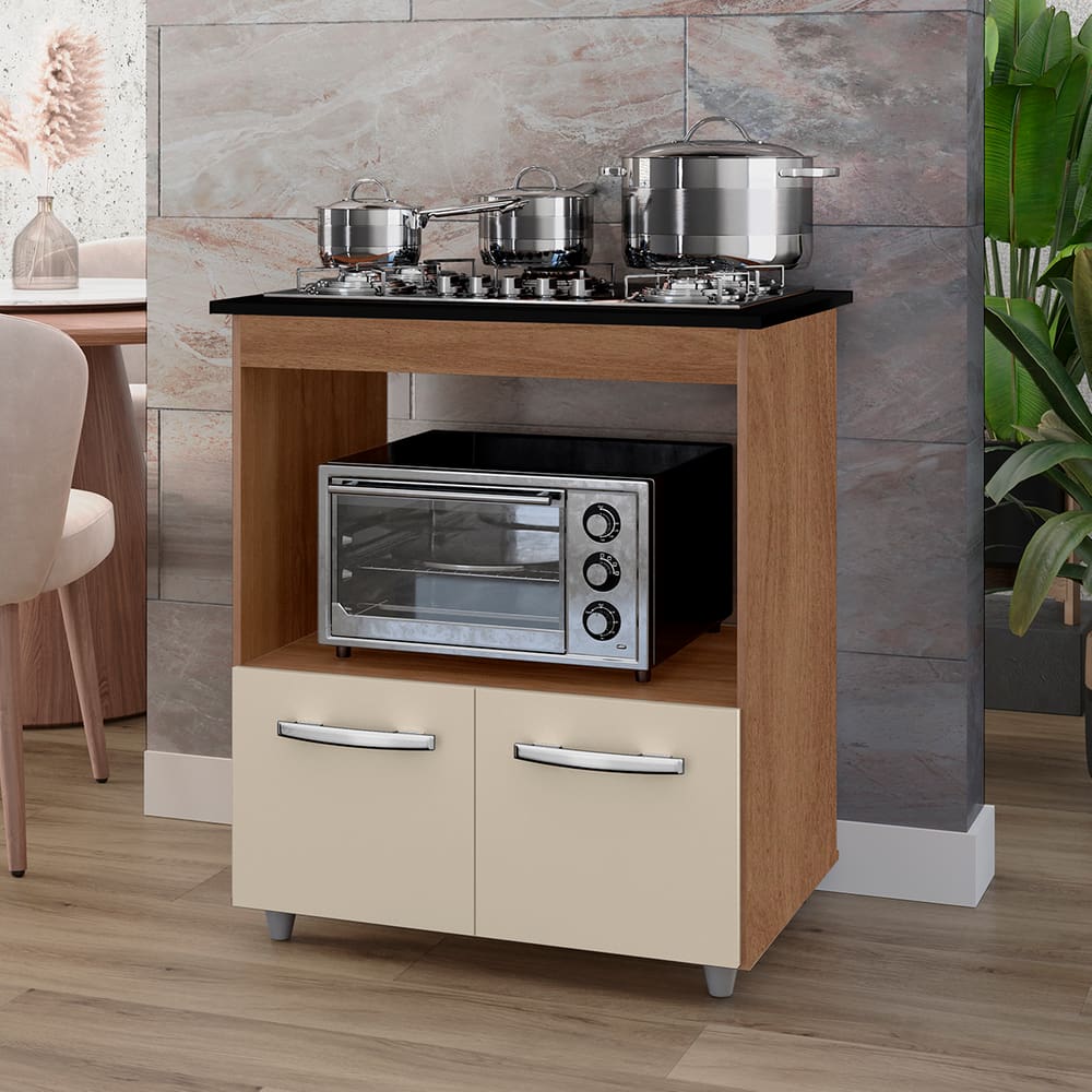 Balcão para Cooktop 5 Bocas L7 Elisa Savana Off White - Moblis