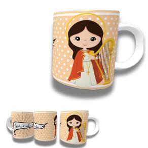 Caneca De Porcelana 325ml Santos Católicos Decorada Santa Cecília